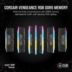"Corsair Vengeance RGB DDR5 64GB 6400MHz memory kit in black with customizable RGB lighting"