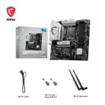 "MSI B760M Gaming Plus WiFi DDR5 MicroATX Motherboard with Intel 12th, 13th, and 14th Gen support, PCIe 4.0, Wi-Fi 6, 2.5G LAN, and DDR5 memory compatibility."